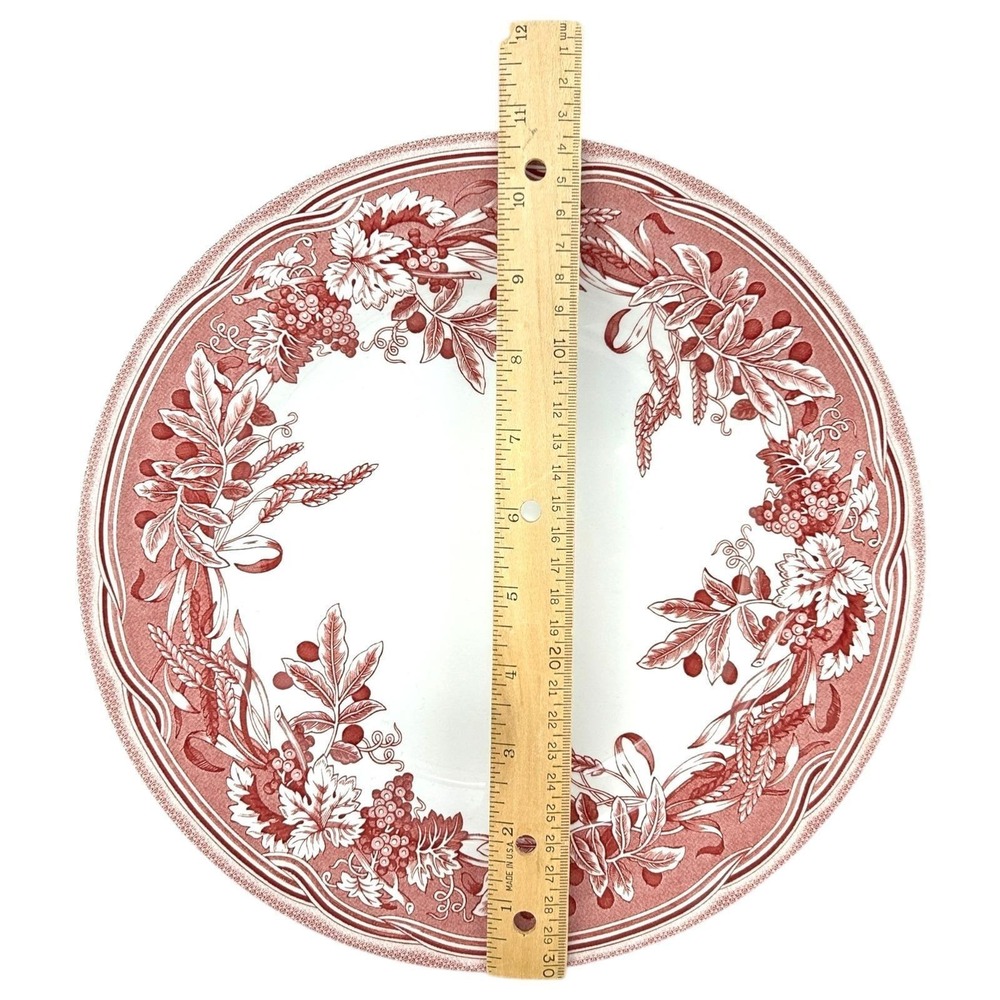Spode Fulham Dinner Plate for Williams Sonoma Red & White Floral England 2004 - Picture 6 of 6